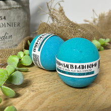 Load image into Gallery viewer, Juniper Berry, Peach & Silver Spruce Epsom Salts Bath Bomb