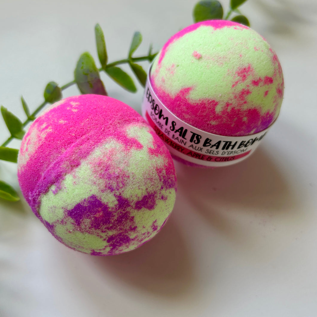 Strawberry Apple Citrus Epsom Salts Bath Bomb